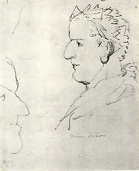 William Blake, visionære hoveder for Friar Roger Bacon og Poet Grey
